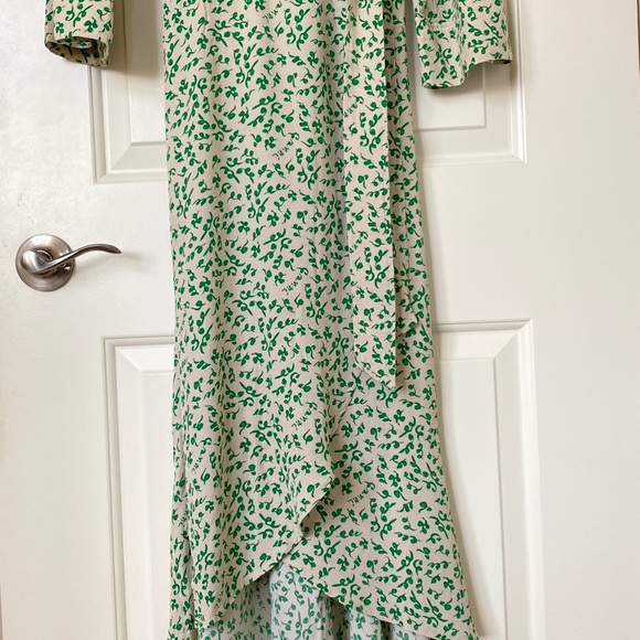 Ganni green leaf crepe wrap dress - Picture 6 of 11